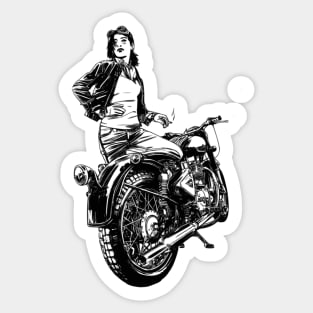 Girl with a motorcycle Sticker